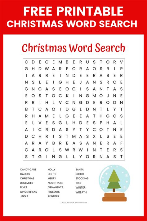 Free Christmas Word Search Printable Worksheet With 20 Christmas Themed