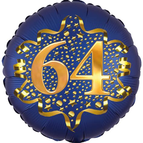 Freuen sie sich, wenn sie in die leuchtenden augen eines völlig gerührten, sprachlosen geburtstagskindes schauen. Luftballon aus Folie zum 64. Geburtstag, Satin Navy Blue ...
