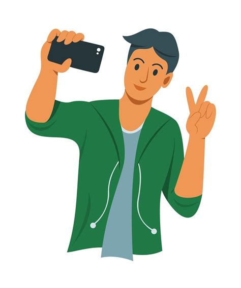 Man Taking a Selfie Photo by Mobile Phone. 2133689 Vector Art at Vecteezy