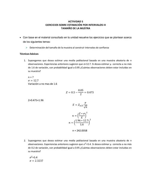 A Ejercicios Actividad Estadistica Inferencial Uvm Studocu Hot Sex My