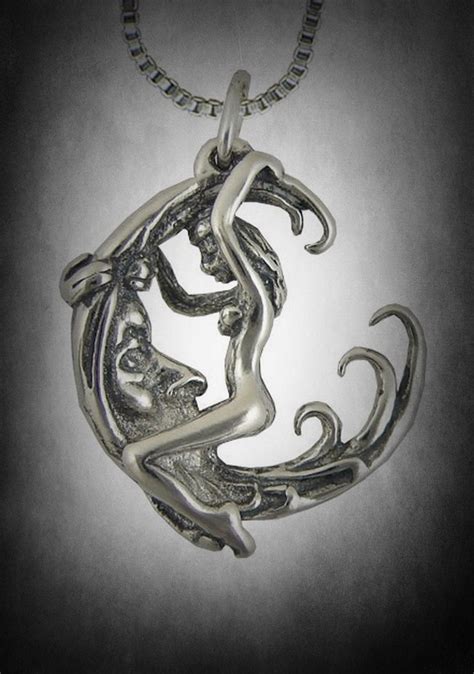 Sterling Silver D Moon Rider Pendant Charm Lady Woman