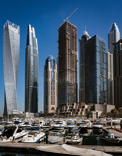 Skyscrapers Line The Marina In Dubai Editorial Stock Image Image Of