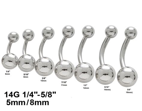 14g 316l Surgical Steel Navel Ring Belly Button Ring With 5mm And 8mm Ball Ebay