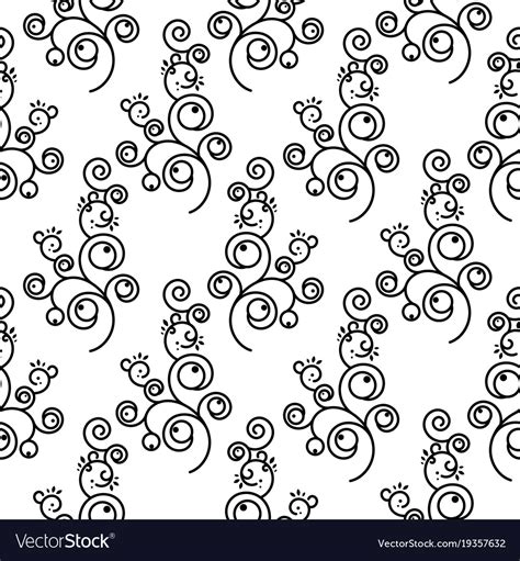 Floral Swirls Seamless Simple Pattern Royalty Free Vector