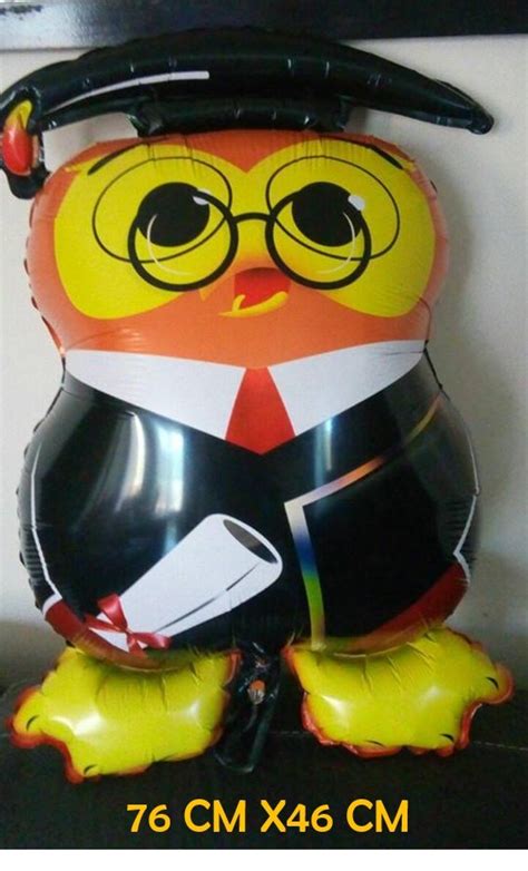 19 Pza Globos Buhos Para Graduación Grandes 76 Cm X 46 Cm - $ 380.00 en