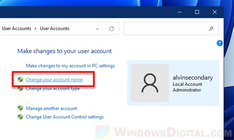 How To Change User Account Name In Windows