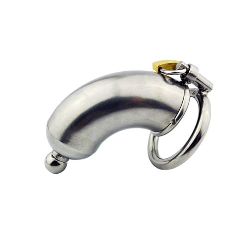 Stainless Steel Chastity Cage With Lock And Urethral Catheter Plug Cock