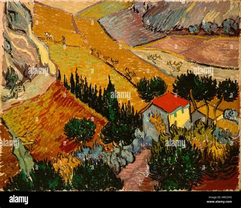 Gogh Vincent Van Landscape With House And Ploughman Stock Photo Alamy