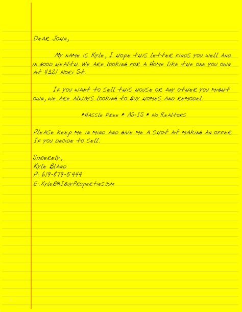 I Want To Buy Your House Letter Template Database Letter Template