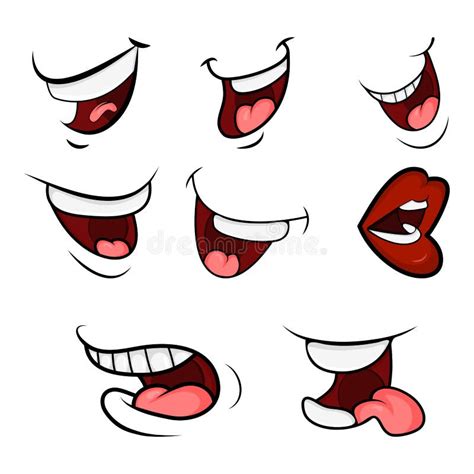 Cartoon Smile Mouth Lips With Teeth And Tongue Vector Illustration