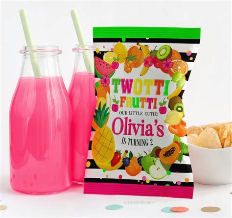 Twotti Frutti Printable Potatoes Chip Bag Snack Bagsfruits Etsy