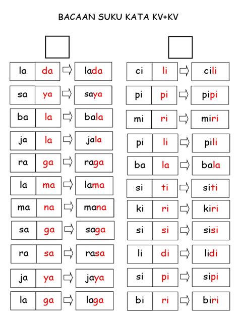 Kata is a japanese word (型 or 形) meaning form. Bacaan Suku Kata Kvkv