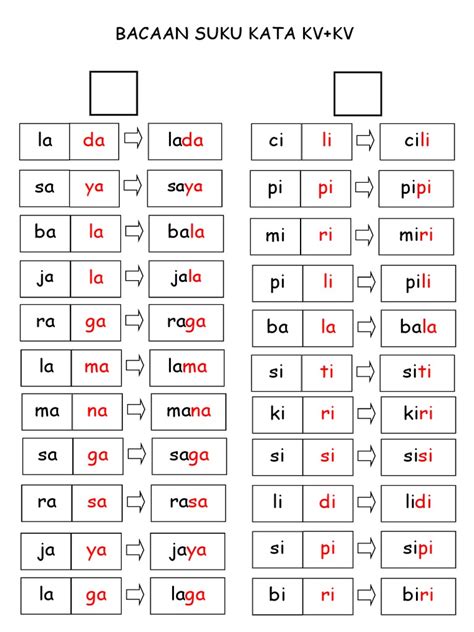 Kata is a japanese word (型 or 形) meaning form. Bacaan Suku Kata Kvkv