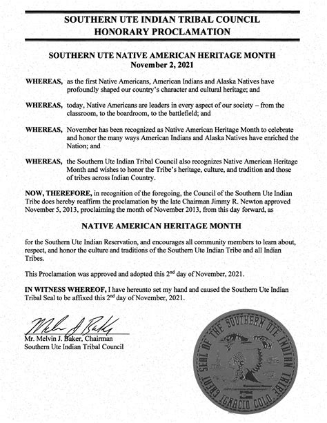 The Southern Ute Drum Southern Ute Indian Tribe Native American Heritage Month Proclamation