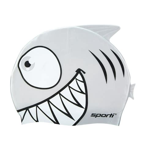 Sporti Cartoon Shark Silicone Swim Cap Jr