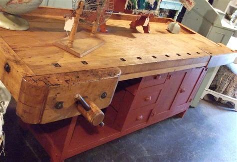 antique reclaimed workbench turned   kitchen island