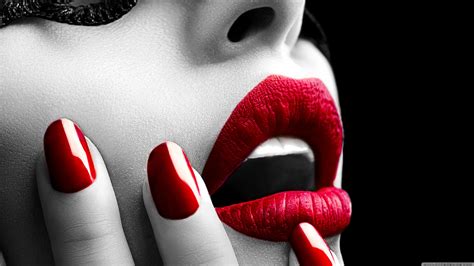 Sexy Red Lips And Red Nails Wallpaper Celebrities Wallpaper Better