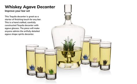 The Wine Savant Tequila Decanter Tequila Glasses Set With Agave