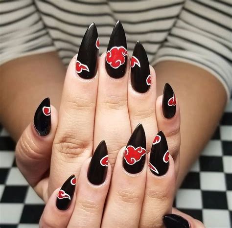 Ногти акацуки Anime Nails Naruto Nails Swag Nails