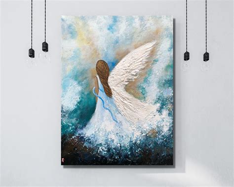 Original Angel Painting Angel Painting On Canvas Guardian Etsy
