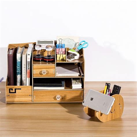 Wooden Large Drawer Desk Supplies Necessary Shelves Office Bookshelf