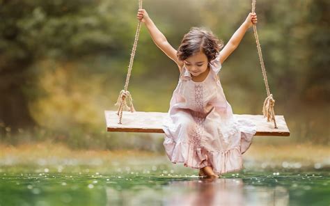 Small Girl Taking Swing Wallpaper Hd Cute Wallpapers 4k Wallpapers Images Backgrounds Photos And