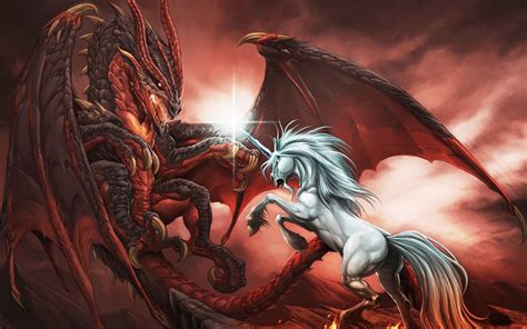 Unicorns Dragon Fantasy Art Wallpapers Hd Desktop And Mobile
