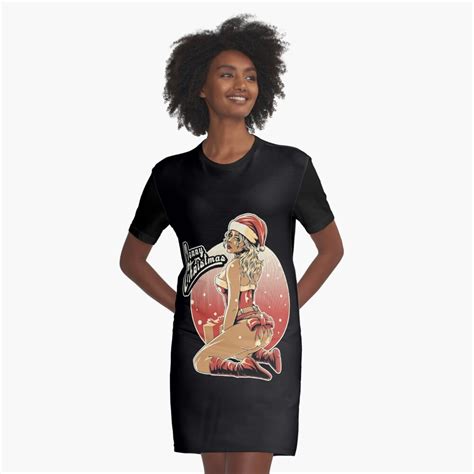 merry christmas sexy pin up girl t graphic t shirt dress by rahmenlos redbubble