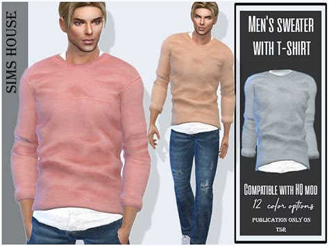 Mens Sweater With T Shirt By Sims House At Tsr Sims 4 Updates