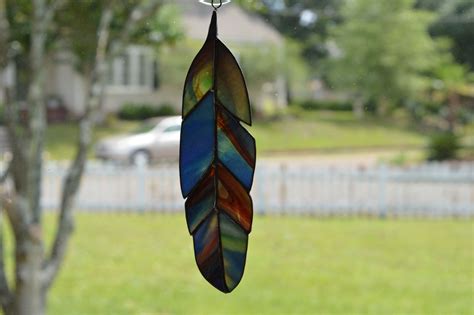 Art Glass Feather Suncatcher Glass Design Stained Glass Designs