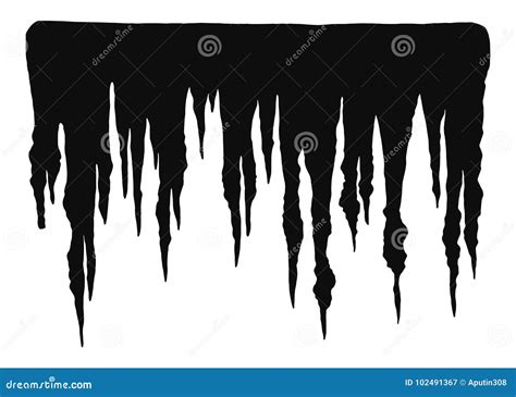 Stalactites Cave In Isolation Cartoon Vector Black Silhouettes Stock
