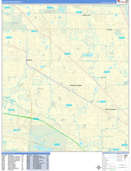 Arlington Heights Illinois Wall Map Basic Style By Marketmaps Mapsales