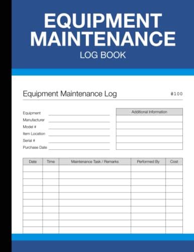 Equipment Maintenance Log Book By Laine Haberwise