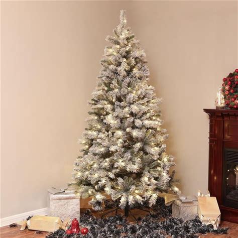 Luxen Home Pre Lit Clear Led 7ft Artificial Flocked Christmas Tree With