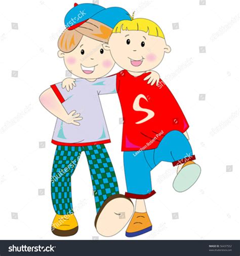 Best Friends Cartoon Against White Background Abstract Vector Art