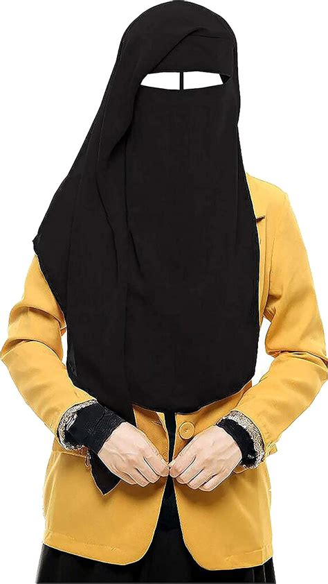 Bonballoon Black Xl Long Saudi Layered Niqab Niqabs Nikab Naqaab 3 Layers Burqa Hijab Face Cover