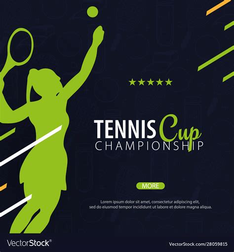 Tennis Championship Banner Design With Player And Vector Image