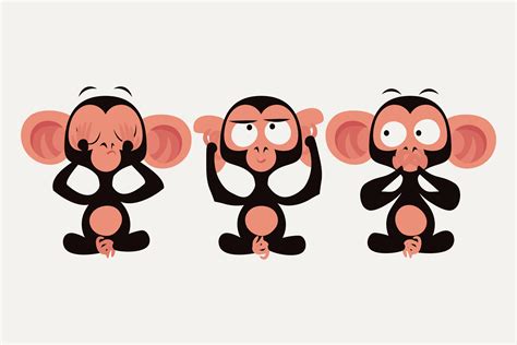 Three Monkeys Vector Art Icons And Graphics For Free Download