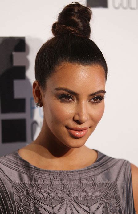 Kim Kardashian Bun Hairstyles Kim Kardashian Top Knot Hair