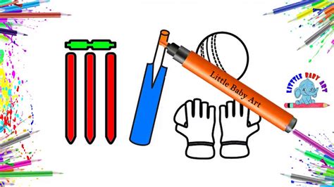 World Cup Special For Kids Cricket Bat Ball Stumps Drawing And Coloring