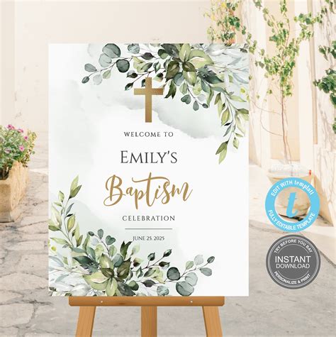 Baptism Welcome Sign Template First Communion Instant Etsy