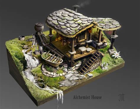 An Artistic House Made Out Of Rocks And Grass With Water Flowing From