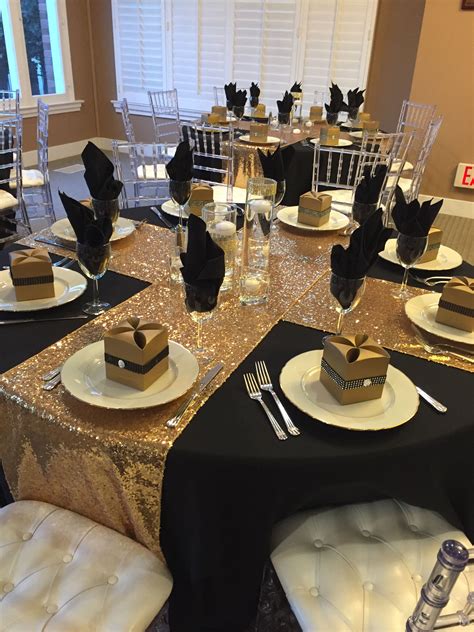 Black And Gold Decorations For Table Black Gold Party 60th Birthday
