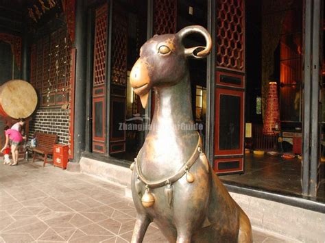 The Green Bronze Ram Statue In Chengdu Green Ram Temple