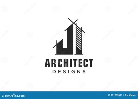 Letter J Simple Modern Building Architecture Logo Design With Line Art