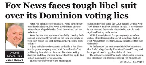Fox News Faces Tough Libel Lawsuit Over Its Dominion Voting Lies By