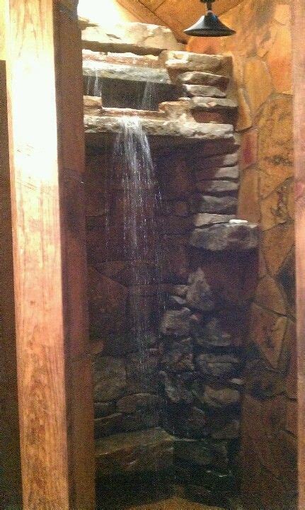Stone Shower Waterfall Shower Rustic Bathrooms
