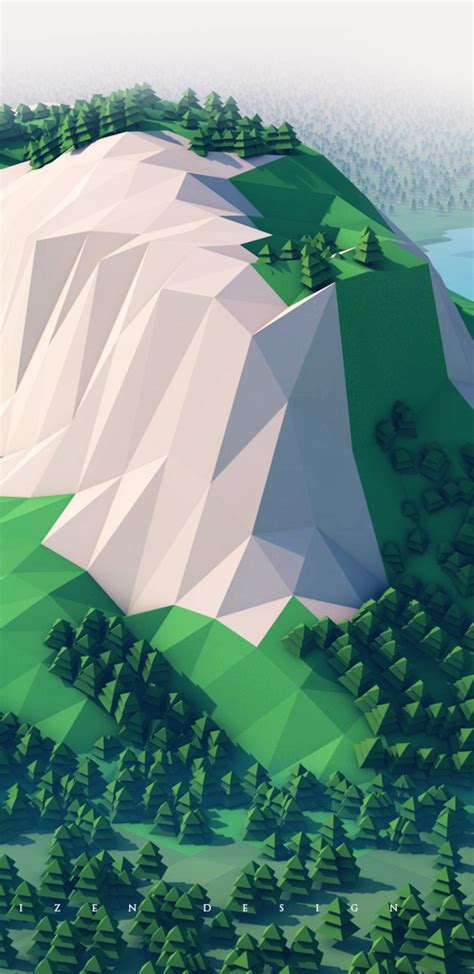 1440x2960 Mountains Trees Forest 3d Minimalism Samsung