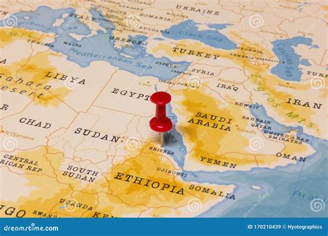 A Red Pin On Eritrea Of The World Map Stock Image Image Of Geography