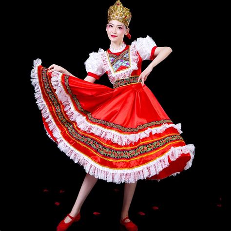 best discount russian national dance costume european court dress princess maid dress stage